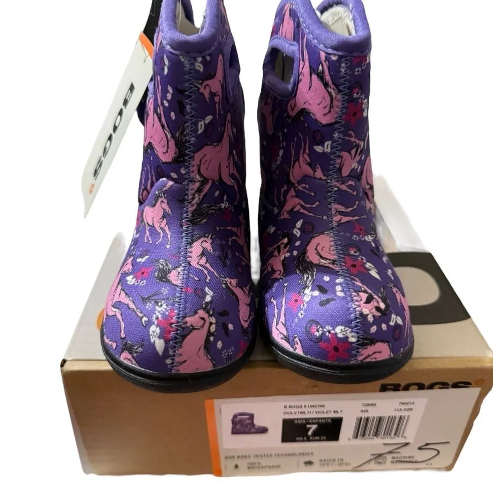 BOGS · Purple Unicorn Waterproof Boots · Kids Size 7